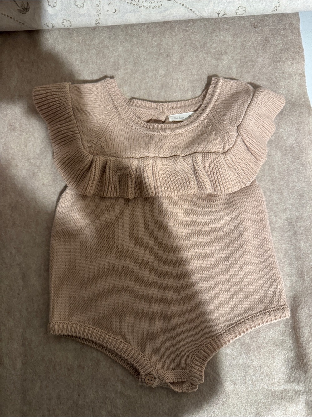 Classic Knit Ruffle Baby One-Piece in Blush